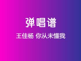 王佳杨《你从未懂我》吉他谱G调吉他弹唱谱